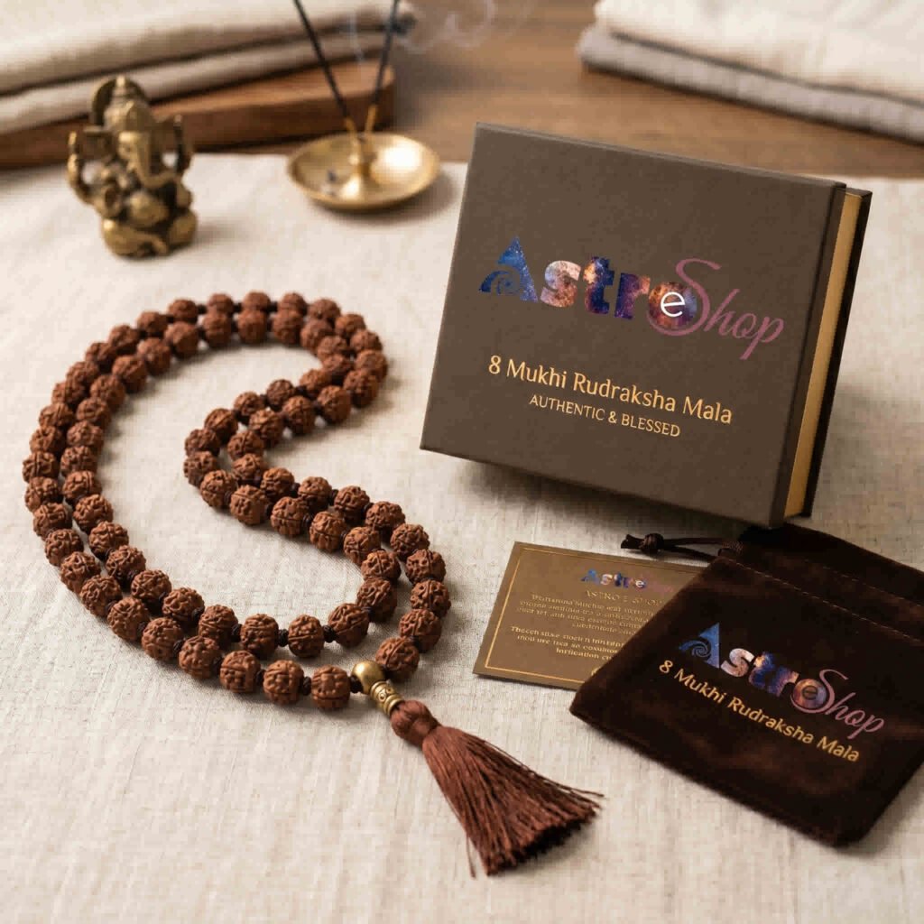 8 Mukhi Rudraksha Mala 108+1