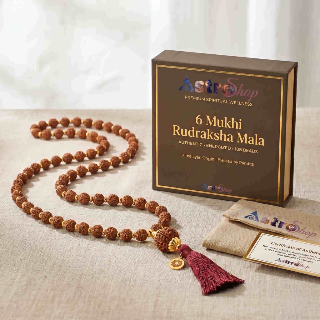 6 Mukhi Rudraksha Mala 108+1